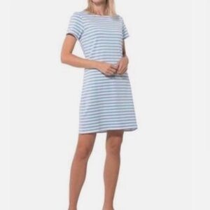 Sail To Sable T-Shirt Dress Blue White Stripes M Nautical Beach Resortwear